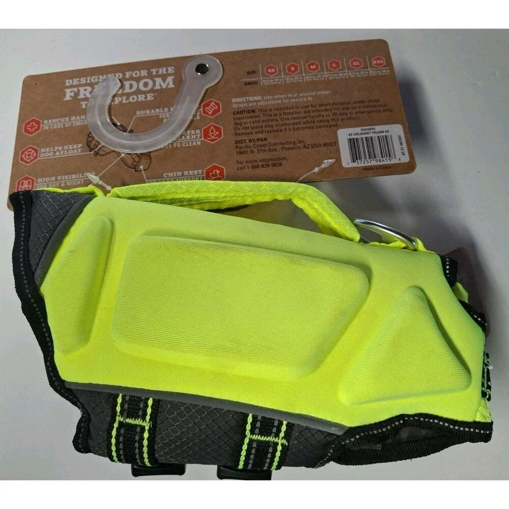 Arcadia Trail High Visibility Yellow Dog Flotation Life Jacket Size X-Small